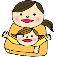 Heartwarming sticker of mom and daughter
