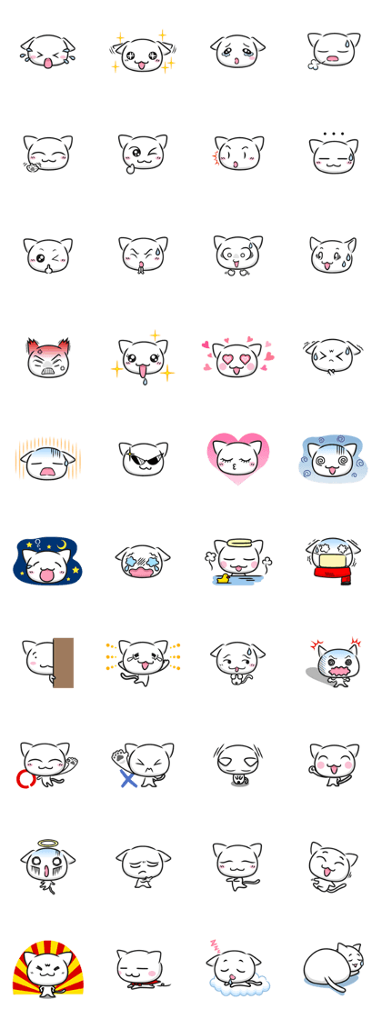 White cat stickers (no words)