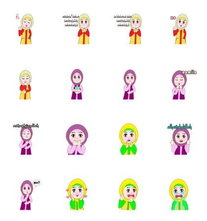 LINE Creators' Stickers - hijab girl chubby cheeks Example with GIF