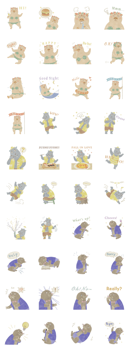 Pig, Hippopotamus, Mole Pig, Hippopotamus, Mole