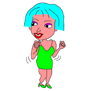 A girl with light blue hair