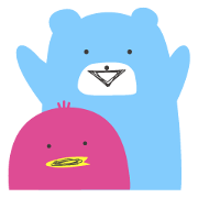blue bear and pink bird