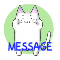 Quiet white cat MYU-TA with Message