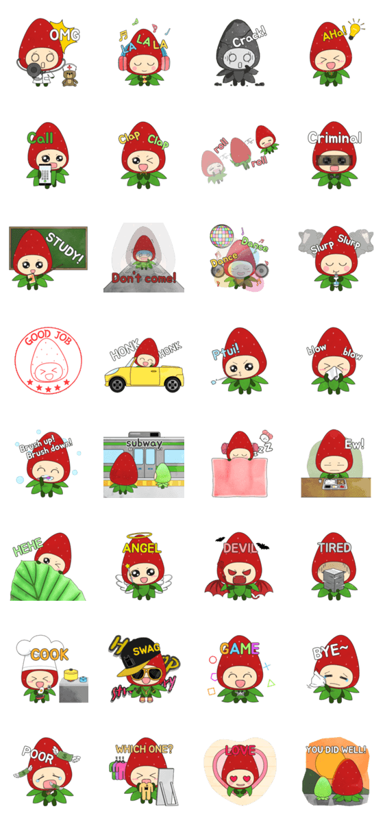 かわいいイチゴ ラブリーベリー3 英語 Lineクリエイターズスタンプ Stamplist