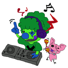 緑のピエロとピンクのコウモリ Line スタンプ Line Store 緑のピエロとピンクのコウモリ Line スタンプ Line Store