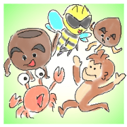 Monkey and crab Watercolor paint style