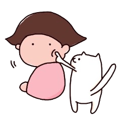 Cat and girl sticker