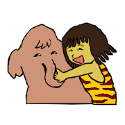 Childhood friends, mammoth and caveboy.
