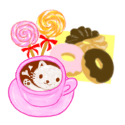 Latte art and sweets