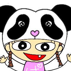 Girl wearing a panda hat.