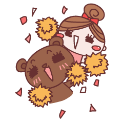 Dumpling girl and bear Sticker