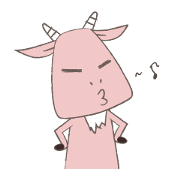 Pink goat which is full of expressions