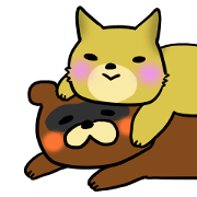 A raccoon dog and fox