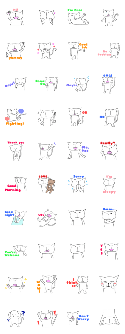 White Cat & English Sticker