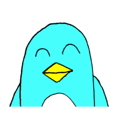幸せの青いペンギンスタンプ(手描き)