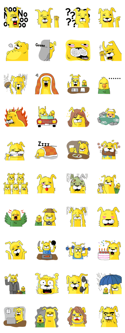yellow dog and bird