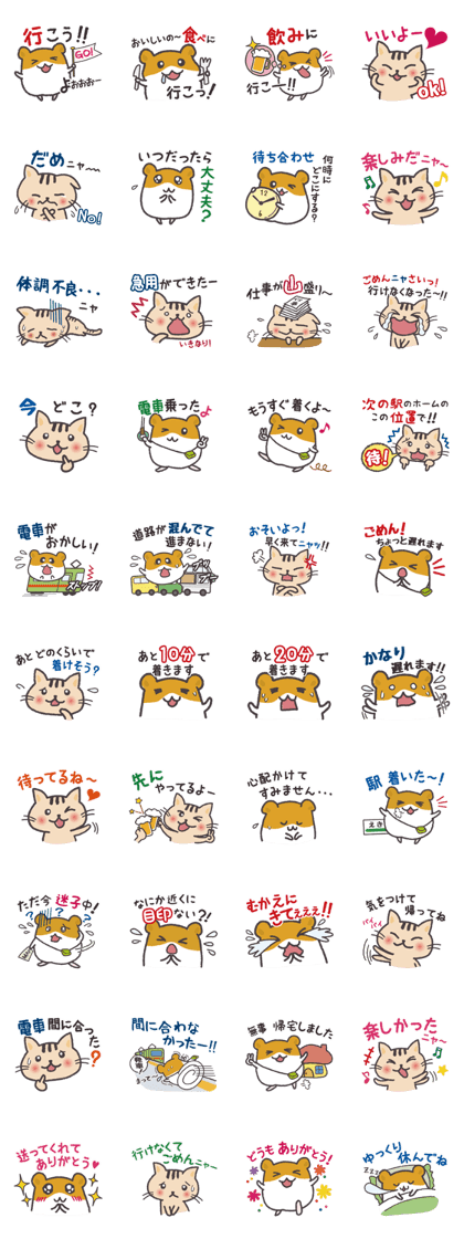Hamsters and cats go out together.