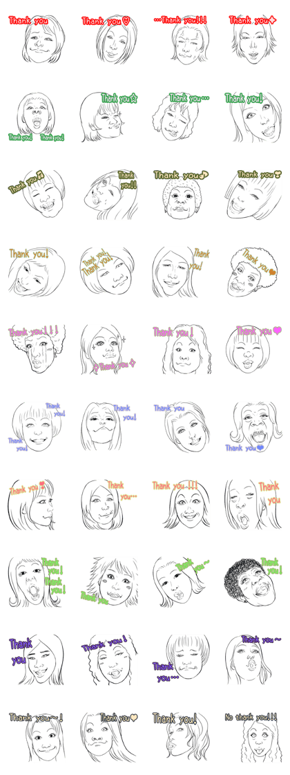 Funny face sticker(Female) vol.3
