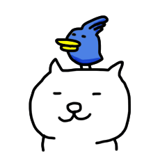 white cat and blue bird