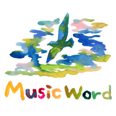 watercolors on music word