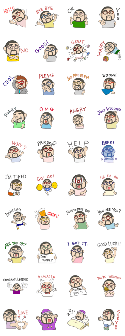 Higemeganekun Sticker English version