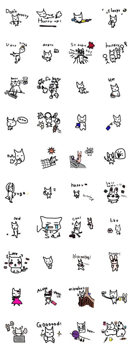 pretty white cat and pink rabbit