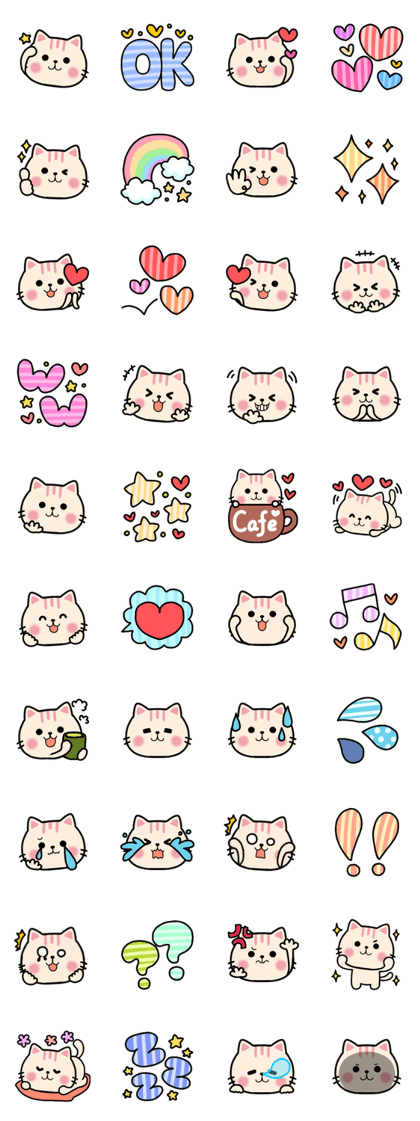 LINE Creators' Stickers - Cute Funny Cat Nekunya Pastel Sticker