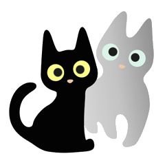 lucky blackcat kuro and silvercat guin