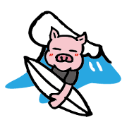 The pig surfing