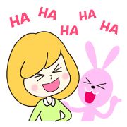 Girl and rabbit that has a bitter tongue