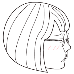 short hair girl with glasses