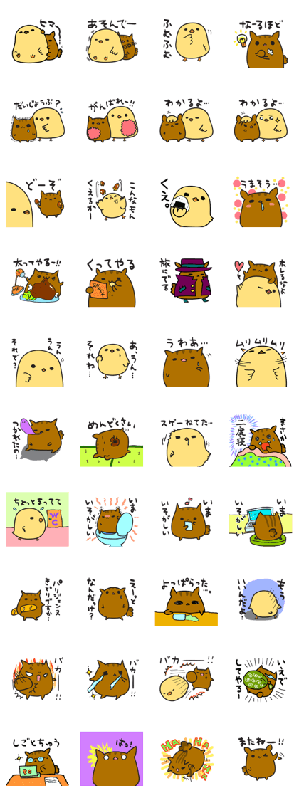 The chubby squirrel and bird Laid-back