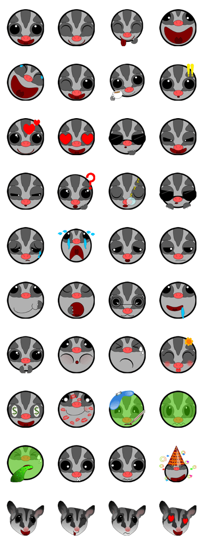Classic Grey Sugar Glider Emoticon