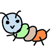 Green caterpillar sticker.