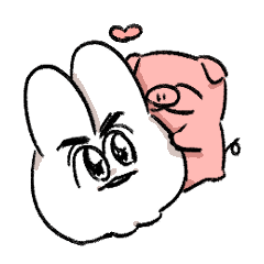 Rabbit and pig and friends