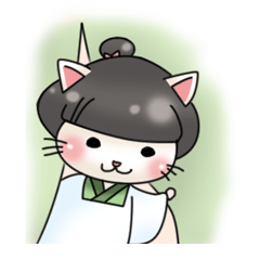Landlady cat wearing a Japanese apron