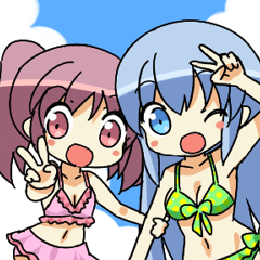 Cute swimsuit girl Marin and Natsumi