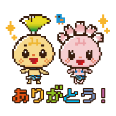 pixel art Mishimarukun&Mishimarukochan