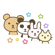 Cute animals. Rabbit, panda, bear, cat.