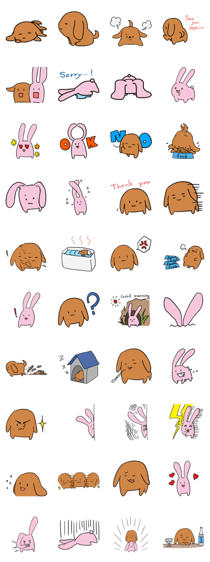 A dog and rabbit