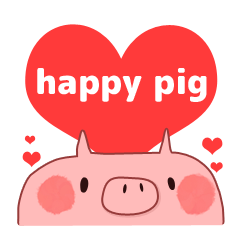 A sticker of a happy pig