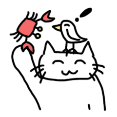 Smiling cat and small bird 2