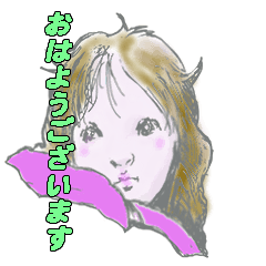 Ordinal Japanese Girl Sticker.