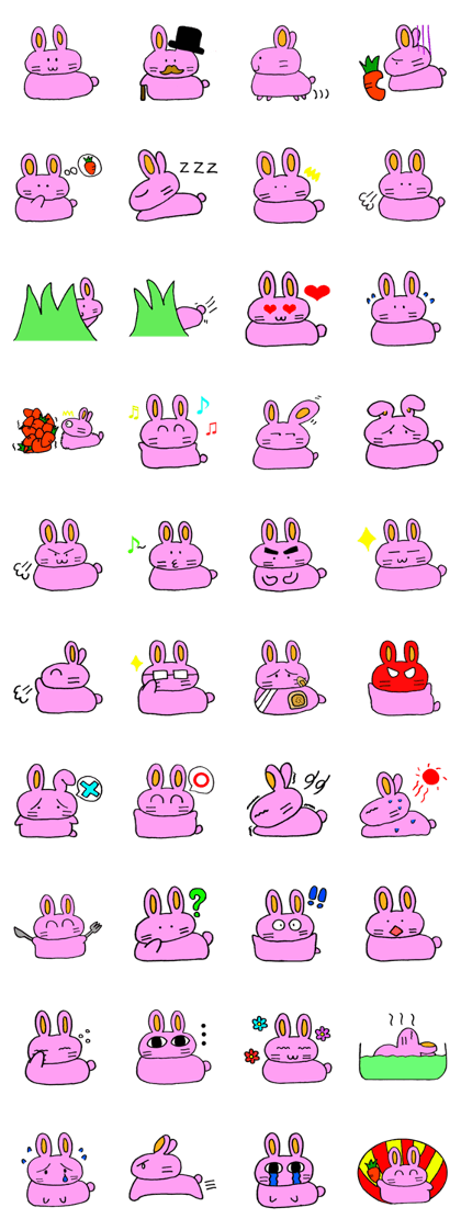 Pink slightly fat rabbit