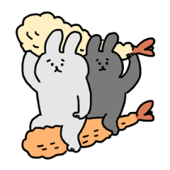Fried Shrimp & Tempura Shrimp & Bunny – LINE stickers | LINE STORE