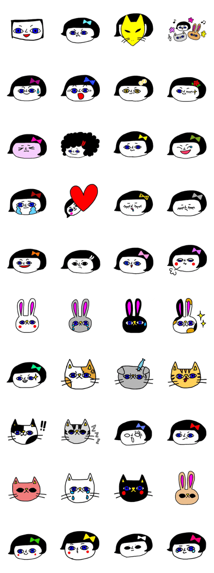 Ritsuko-chan and cat and rabbit