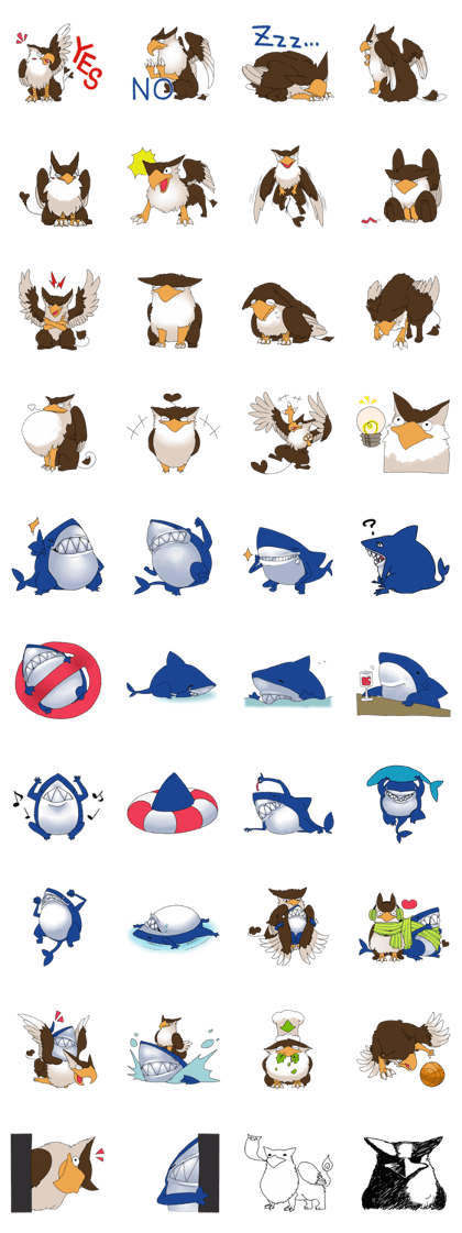 Griffon & Shark walk sticker