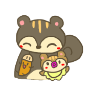 A squirrel and a baby squirrel and acorn