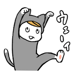 Gray cat costume boy