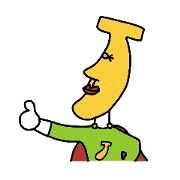 The banana turning the face to the right